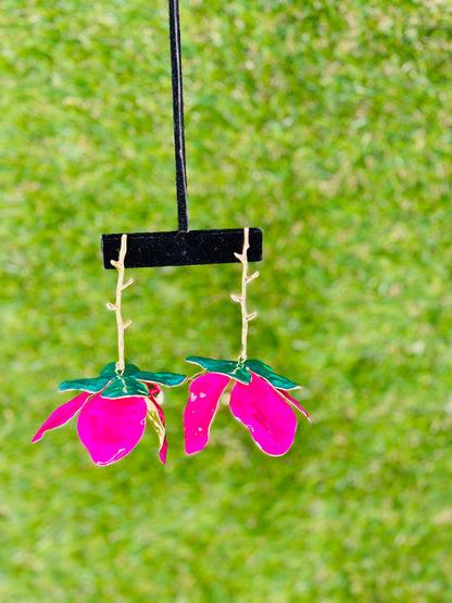 Magenta Flower Drop Earring