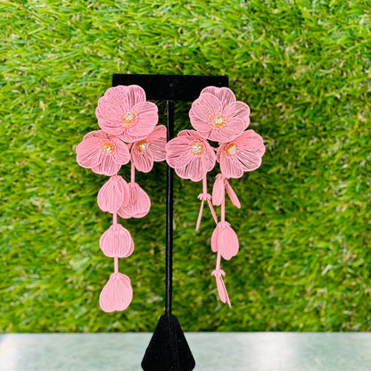 Pink Petal Drop Earrings