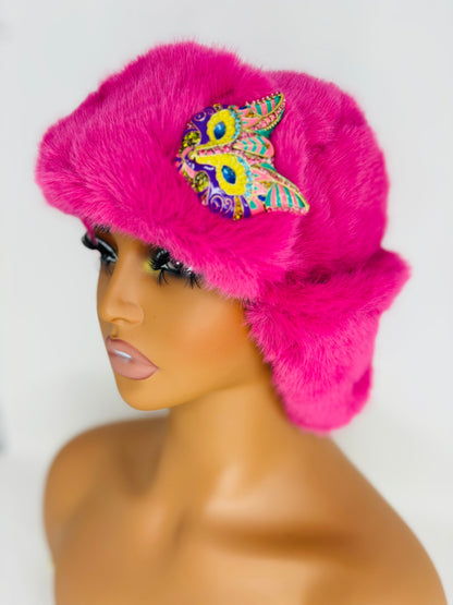 Fur Glam Trapper Hat Pink Purfect Kitty