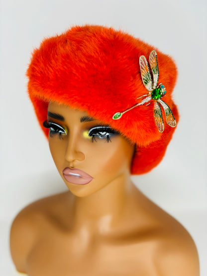 Fur Glam Trapper Hat Orange New Beginnings