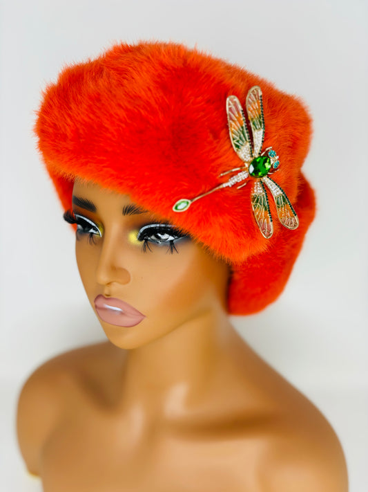 Fur Glam Trapper Hat Orange New Beginnings