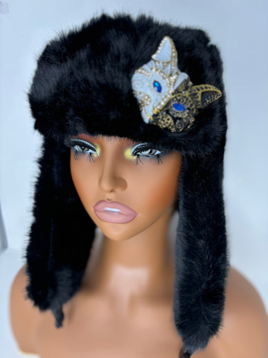 Fur Glam Trapper Hat Serious Kitty