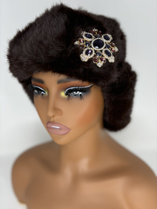 Fur Glam Trapper Hat Chocolate Clasic