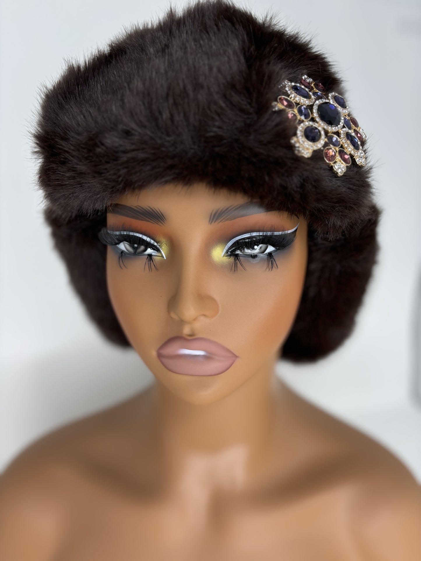 Fur Glam Trapper Hat Chocolate Clasic