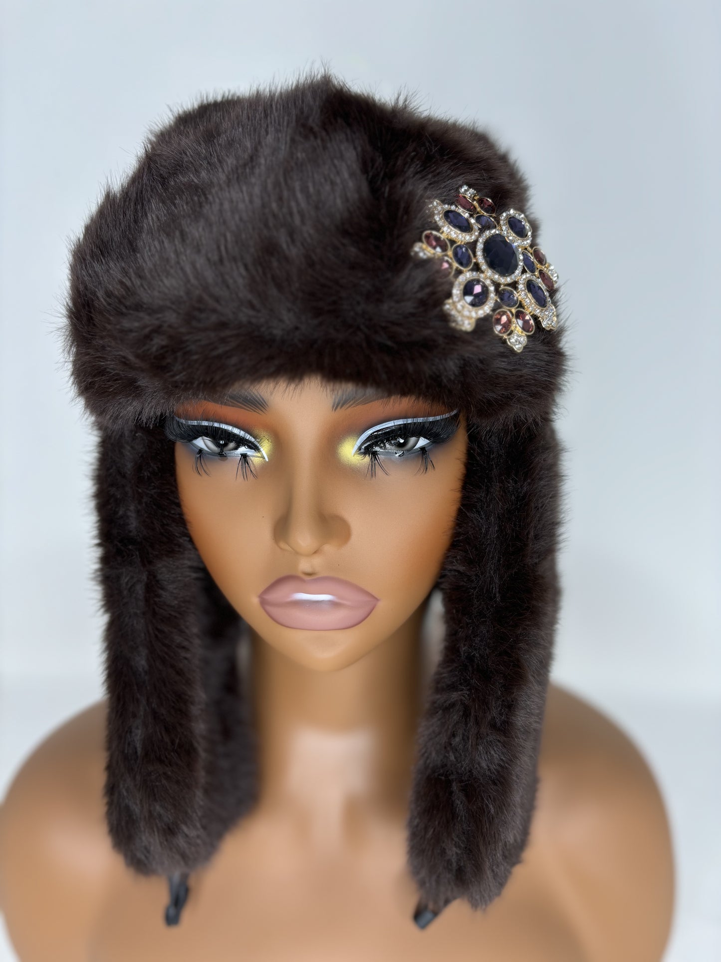 Fur Glam Trapper Hat Chocolate Clasic