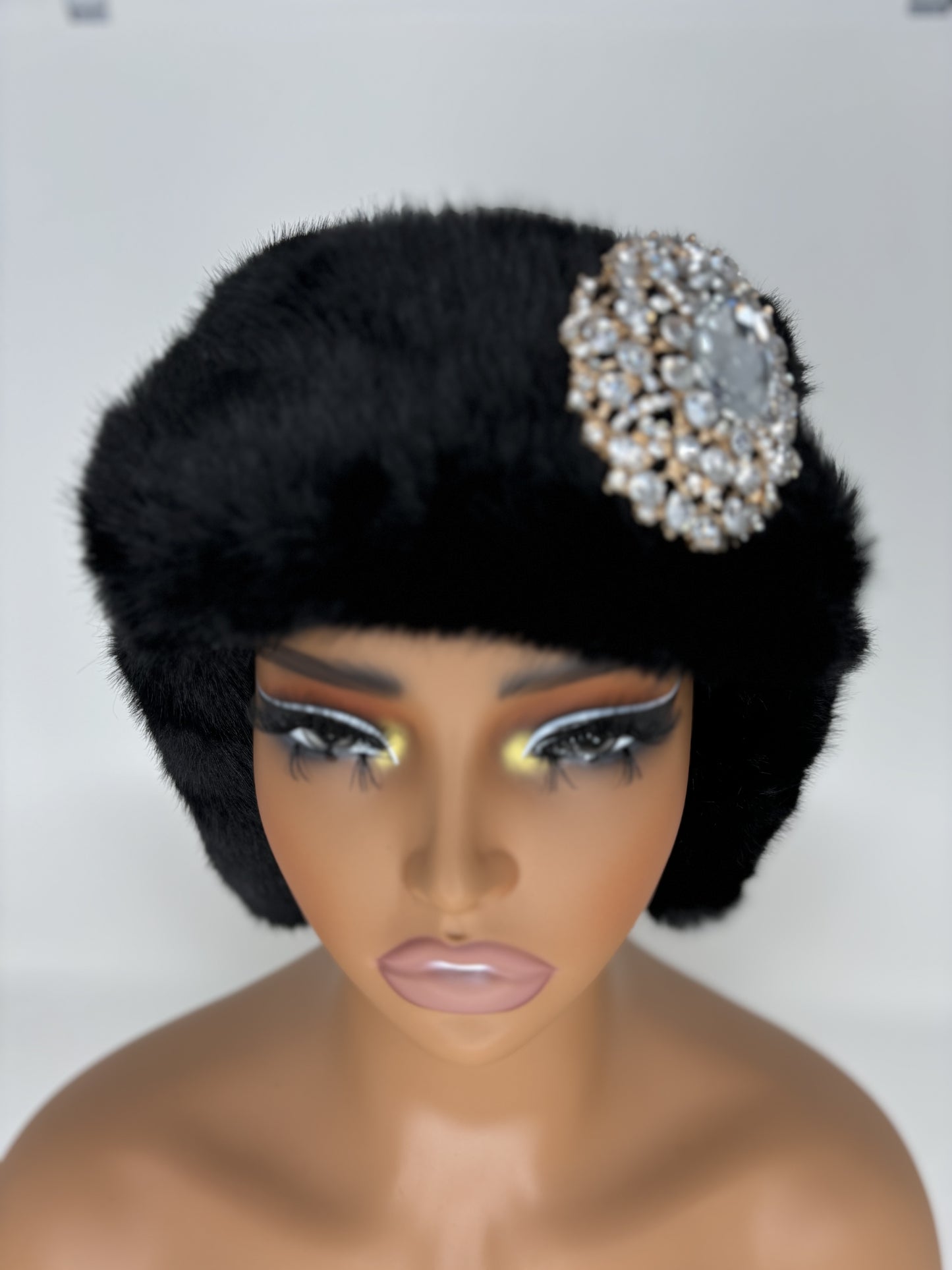 Fur Glam Trapper Hat Black Clasic