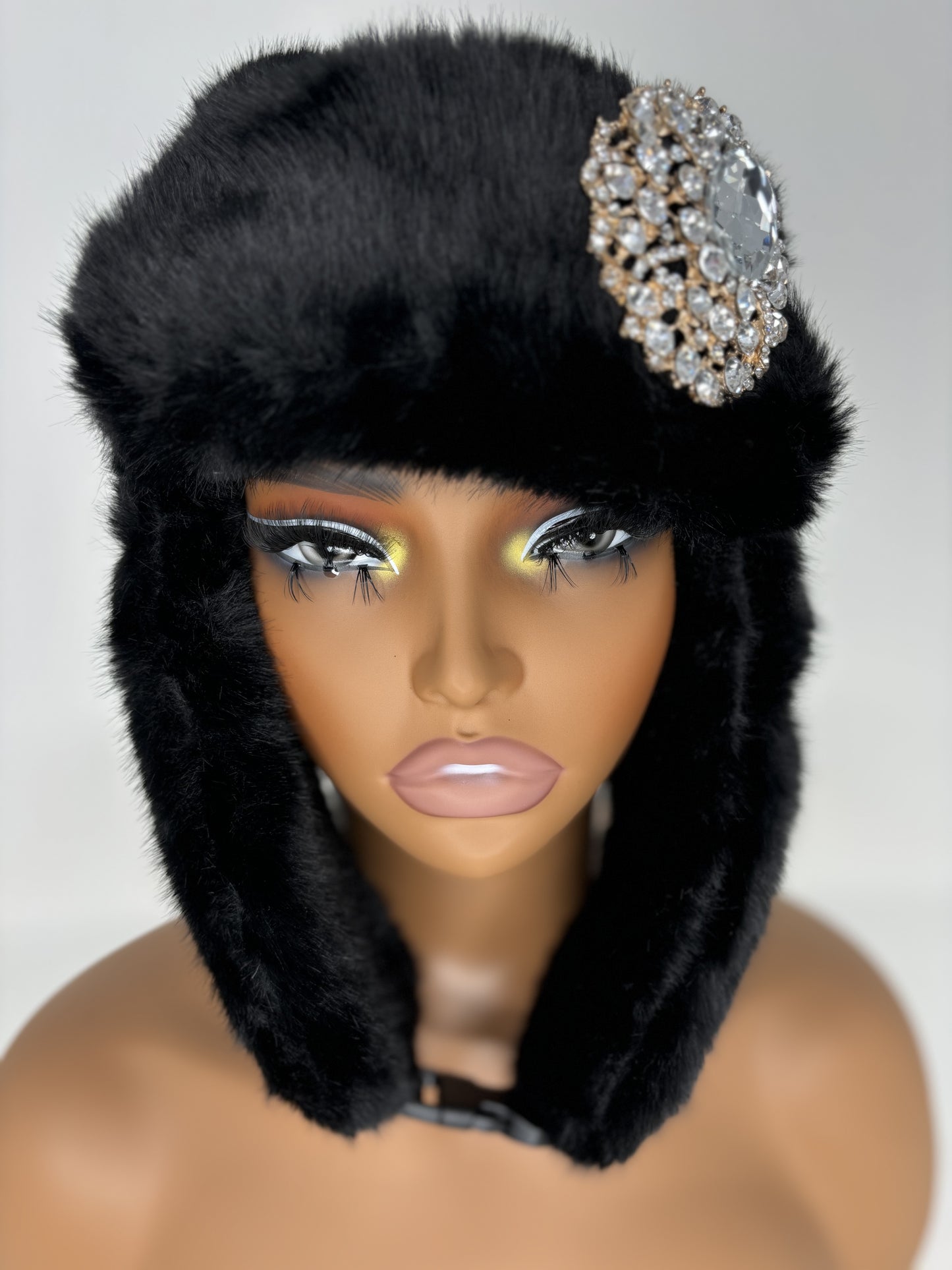 Fur Glam Trapper Hat Black Clasic