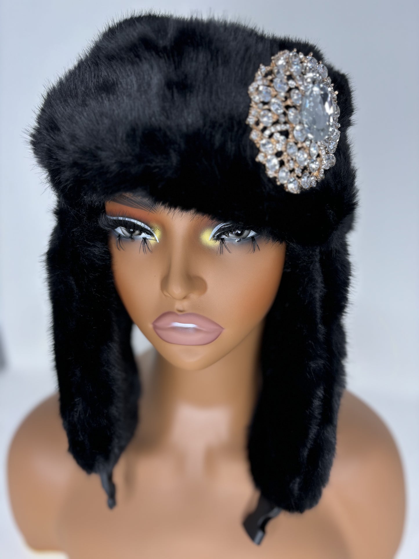 Fur Glam Trapper Hat Black Clasic